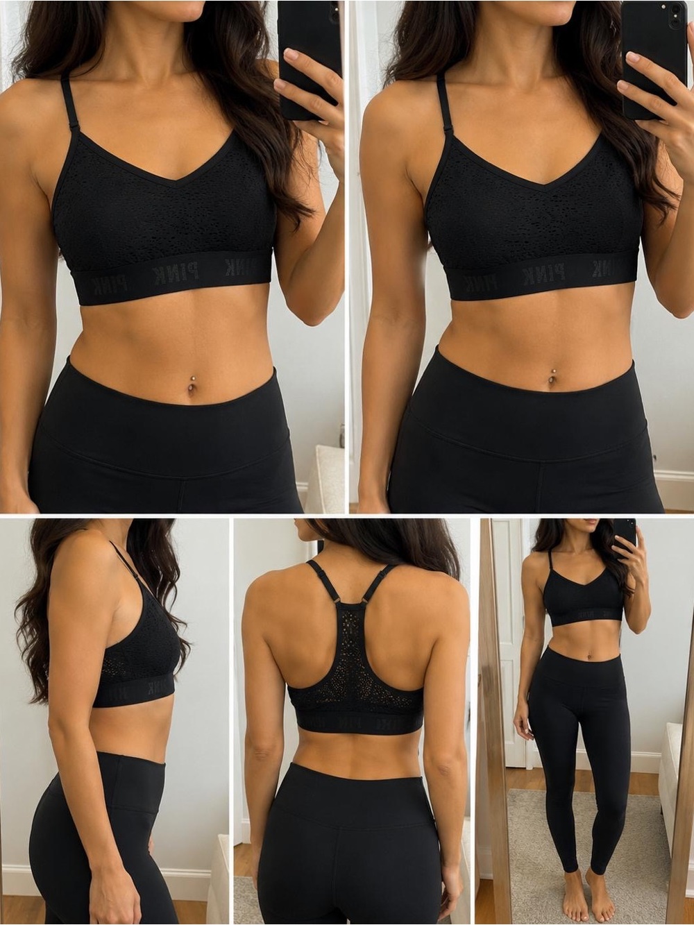 PINK Victoria's Secret Black Wireless Bralette with Racerback